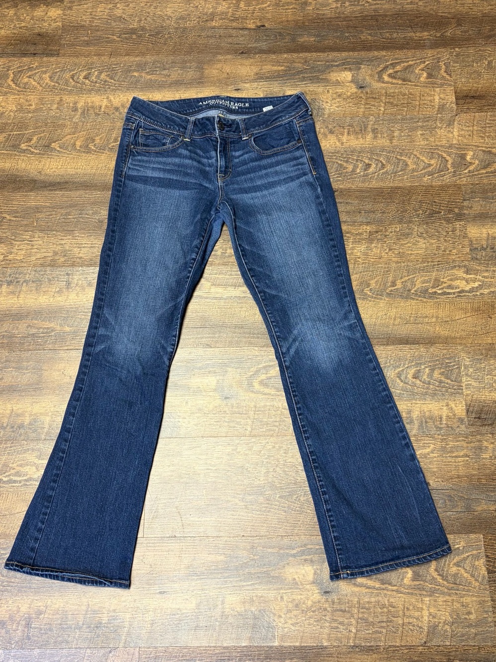 2013 American Eagle Kick Boot Stretch Low Rise Jeans Womens 10 Blue Y2k Flare